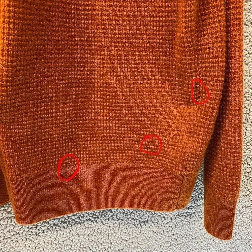 NEW [Read] J. Crew Mens 100% Cashmere Waffle Sweater Burnt Orange Sz XL